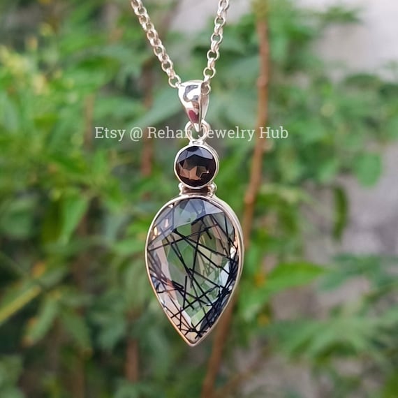 Natural Lovely Rutilated Quartz Pendant, 925 Sterling Silver