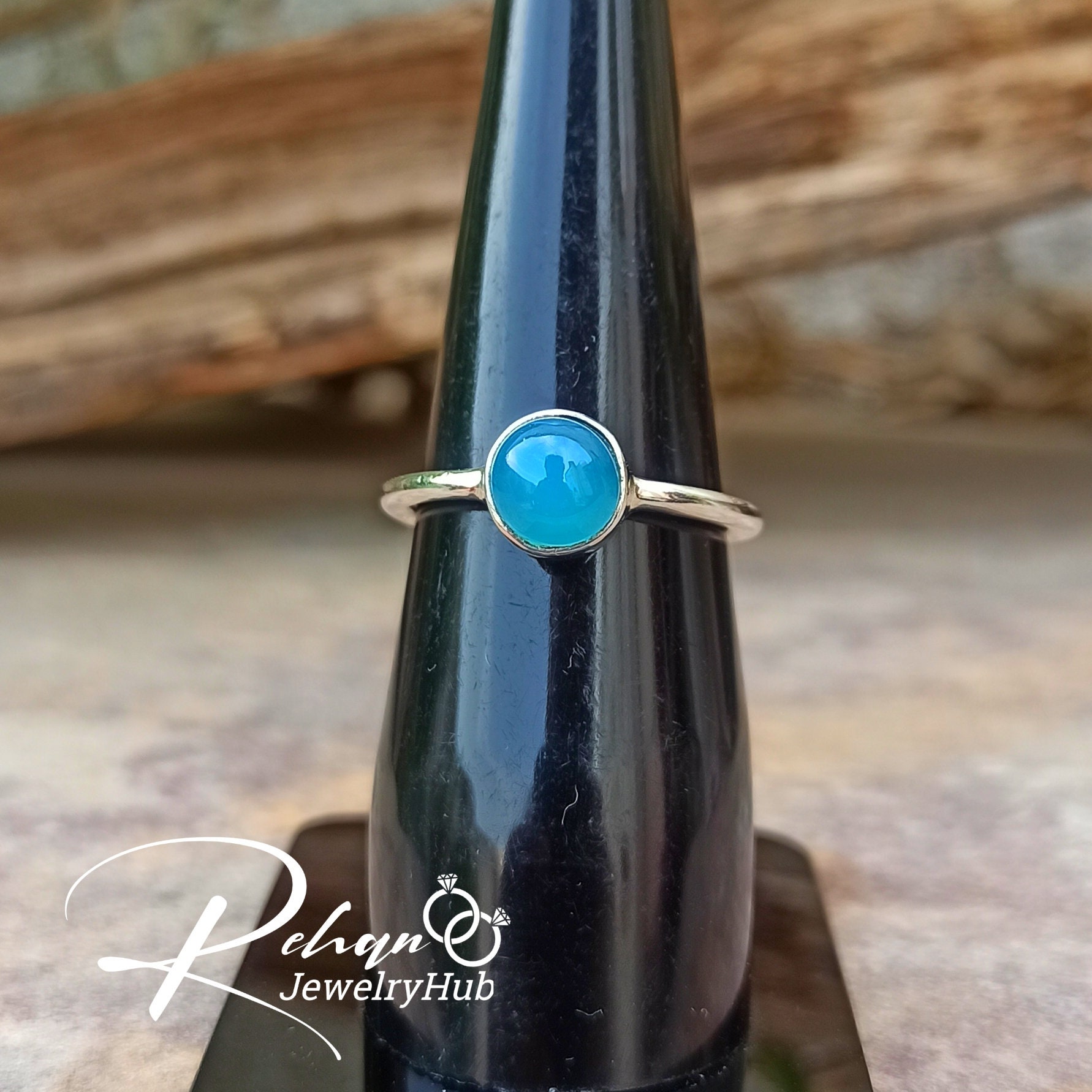 Natural Blue Onyx Gemstone 925 Sterling Silver Ring Blue Onyx Etsy