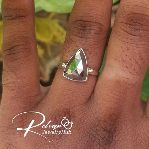 Natural Golden Pyrite Gemstone 925 Sterling Silver Ring, Trilliant Shape Unisex Fashionable Handmade Ring,Beautiful Ring For Beautiful Buyer