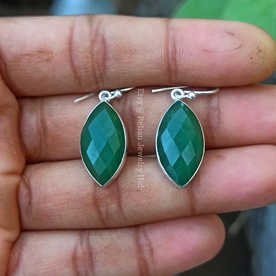 Orecchini In Giada Verde Naturale E Argento 925 - Gioielli Donna Ipoallergenici Con Scatola Regalo