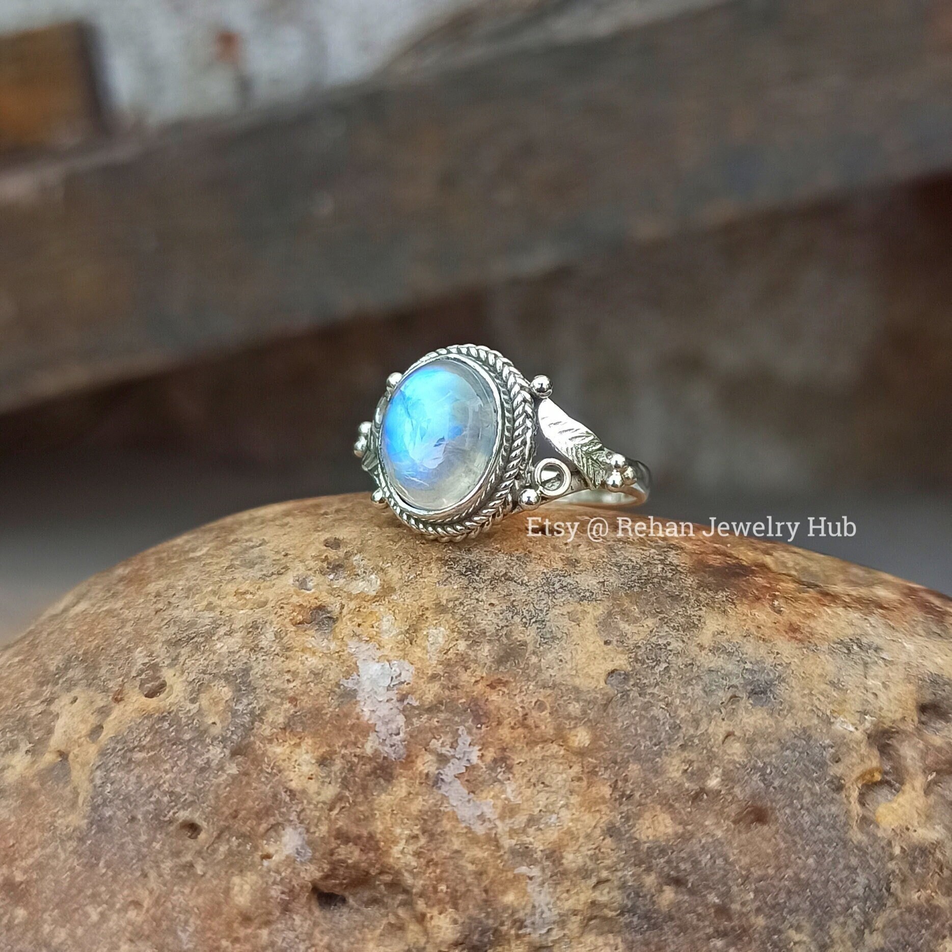 Moonstone Ring Sterling Silver Jewelry by AlphaVariable
