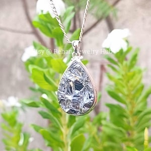 Natural Shungite Rough Pendant, 925 Sterling Silver Pendant, Shungite Drop Pendant, Black Stone Pendant, Shungite Jewelry, Gift for Her