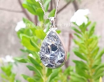 Natural Shungite Rough Pendant, 925 Sterling Silver Pendant, Shungite Drop Pendant, Black Stone Pendant, Shungite Jewelry, Gift for Her