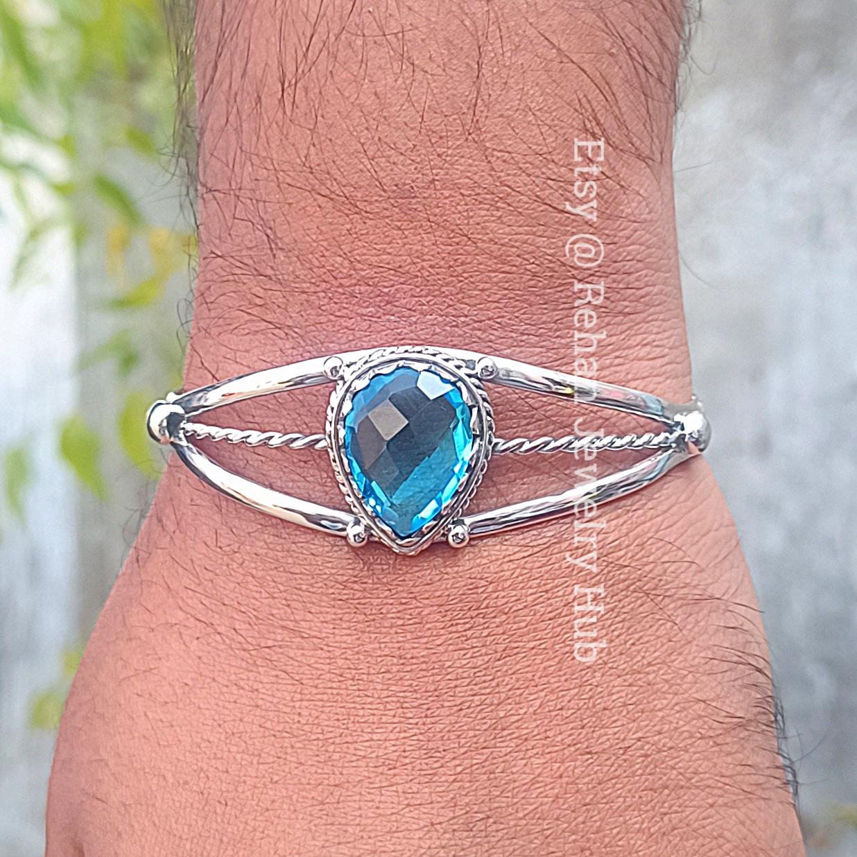 ブルートパーズ　バングル バングル ブレスレット メンズ シルバー925 ロンドンブルー