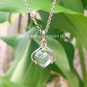 Natural Clear Crystal Pendant, 925 Starling Silver Pendant, Faceted Crystal Pendant, Crystal Unisex Pendant, Crystal Quartz Pendant, Gift