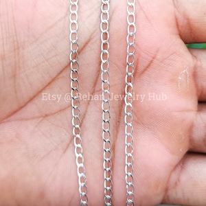 Silver Chain 925 Sterling Silver Chain, Unisex Chain, 2.9 mm Silver Chain, Curb Chain Necklace Gift for Women or Men Various lengths, Gifts