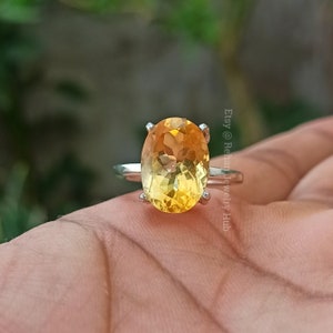 Natural Yellow Topaz Gemstone 925 Sterling Silver Ring, 7 Carats Stone Ring, Handmade Silver Ring, Dedicated Ring, Dainty Unisex Ring