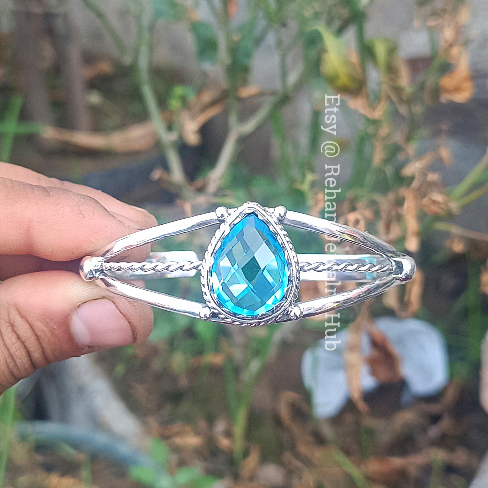 ブルートパーズ　バングル ブルートパーズ シルバーバングル ブレスレット | Le Papillon Jewelry