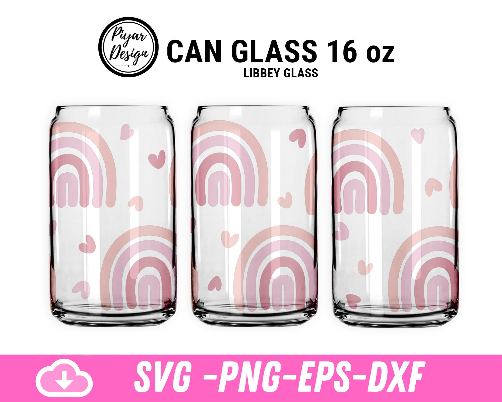 Boho Rainbow Libbey Glass Wrap SVG: Coffee Lover 16oz Can (digital ...