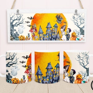 Halloween Ghost Mug: Sublimation Design for 11oz & 15oz Mugs (PNG Digital Download)