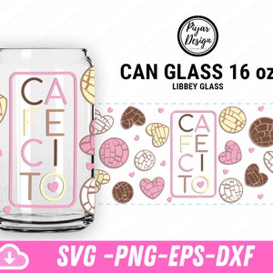 Conchas Cafecito Libbey Glass Can Wrap SVG: Mexican Bread Design (Digital Download)