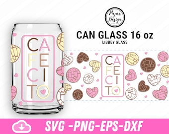Conchas Cafecito Libbey Glass Can Wrap SVG: Mexican Bread Design (Digital Download)