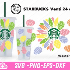 Sunflower Easter Rabbit SVG, Happy Easter SVG, Easter egg Svg , Bunny Sunflower 24oz Venti Cold Cup Svg , Coffee svg for cricut , silhouette