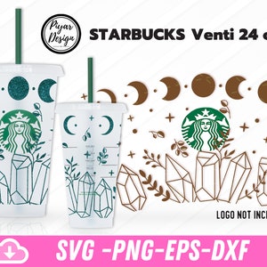 Celestial Venti Cold Cup Svg, Moon Phase Svg, Crystal Boho svg, Diamond svg, Mystical svg, Crystal Venti Cold Cup 24 Oz, Boho Floral svg