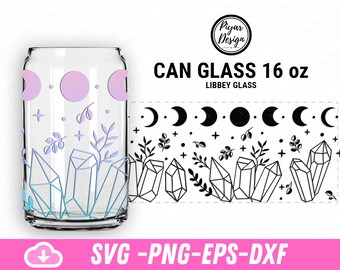 Crystal Moon Phase SVG: Boho Libbey Glass Cutting File (Digital Download)