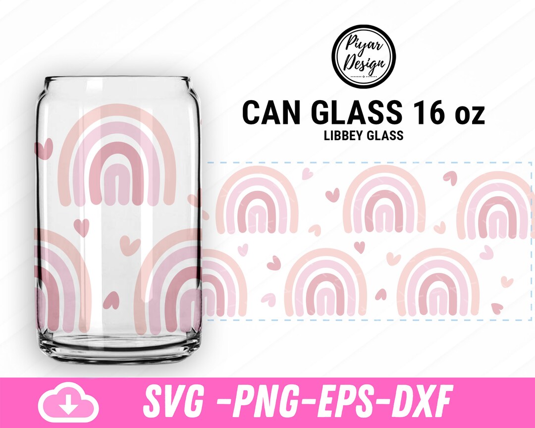 Boho Rainbow Libbey Glass Wrap SVG: Coffee Lover 16oz Can (digital ...
