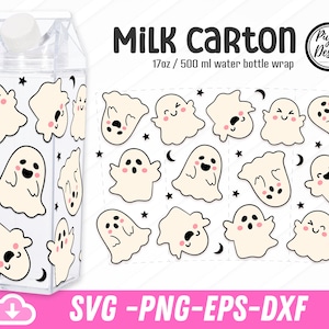 Milchtüte Geist, süße Geister Muster svg, Halloween Boo Muster svg, Spooky Vibes svg, Let's Go Ghouls Milchtüte 16oz Tumbler Warp