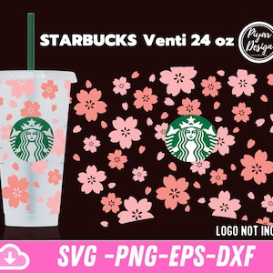 Venti Sakura Svg, Cherry Blossom svg , Spring floral Full Wrap Svg, Spring floral Svg, Sakura Venti Cold Cup 24 Oz ,Digital Download ,Cricut