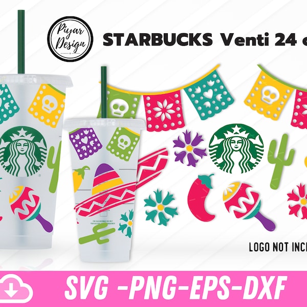 Cinco De Mayo Starbucks Cup Svg, Let's Fiesta Mexican Full Wrap Starbucks Venti Cold Cup 24 Oz, Mexican Sombrero SVG ,Cricut File svg , png