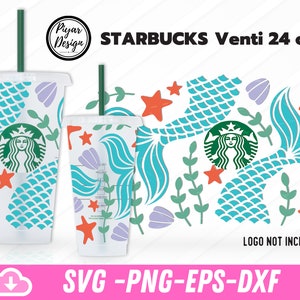 Mermaid Tail wickeln SVG: Starbucks Venti Cold Cup Design (Digitaler Download)