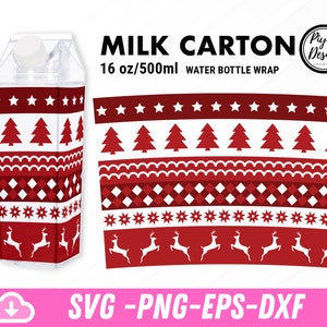 Milk Carton Nordic X'mas Pattern Svg, Sweater pattern svg, Nordic X'mas Pattern Svg, Ugly Sweater, Christmas  Milk Carton  16oz Tumbler Warp