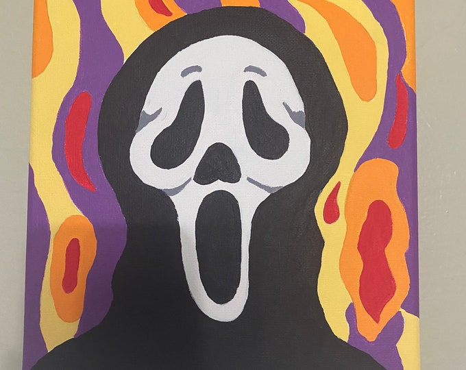Horror Ghostface Scream Acrylic Painting 8x10 Stretched Canvas Etsy