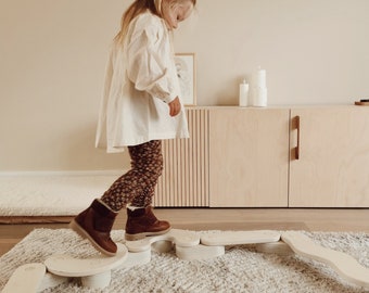 POLKU Balance Beam - Wooden Montessori Balance Beam For Toddlers And Kids - M & L Sets