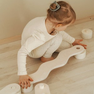 POLKU Balance Beam - Wooden Montessori Balance Beam For Kids - Small Set