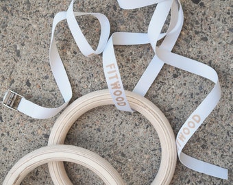 ULPU Gym Rings - Wooden Gymnastics Rings With Adjustable Straps Calisthenics | Scandinavian Design