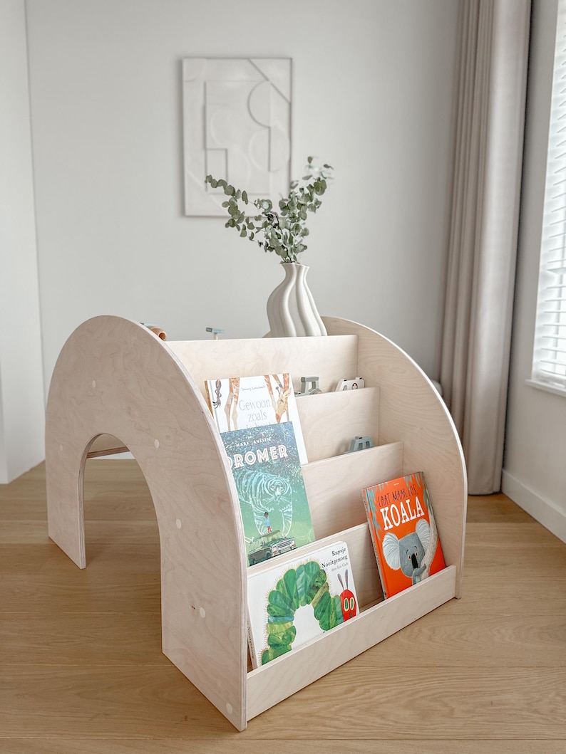 KUMPU 3-in-1 Montessori Bookshelf | Wooden Bookself Desk | Multifuntional Montessori Furniture image 3