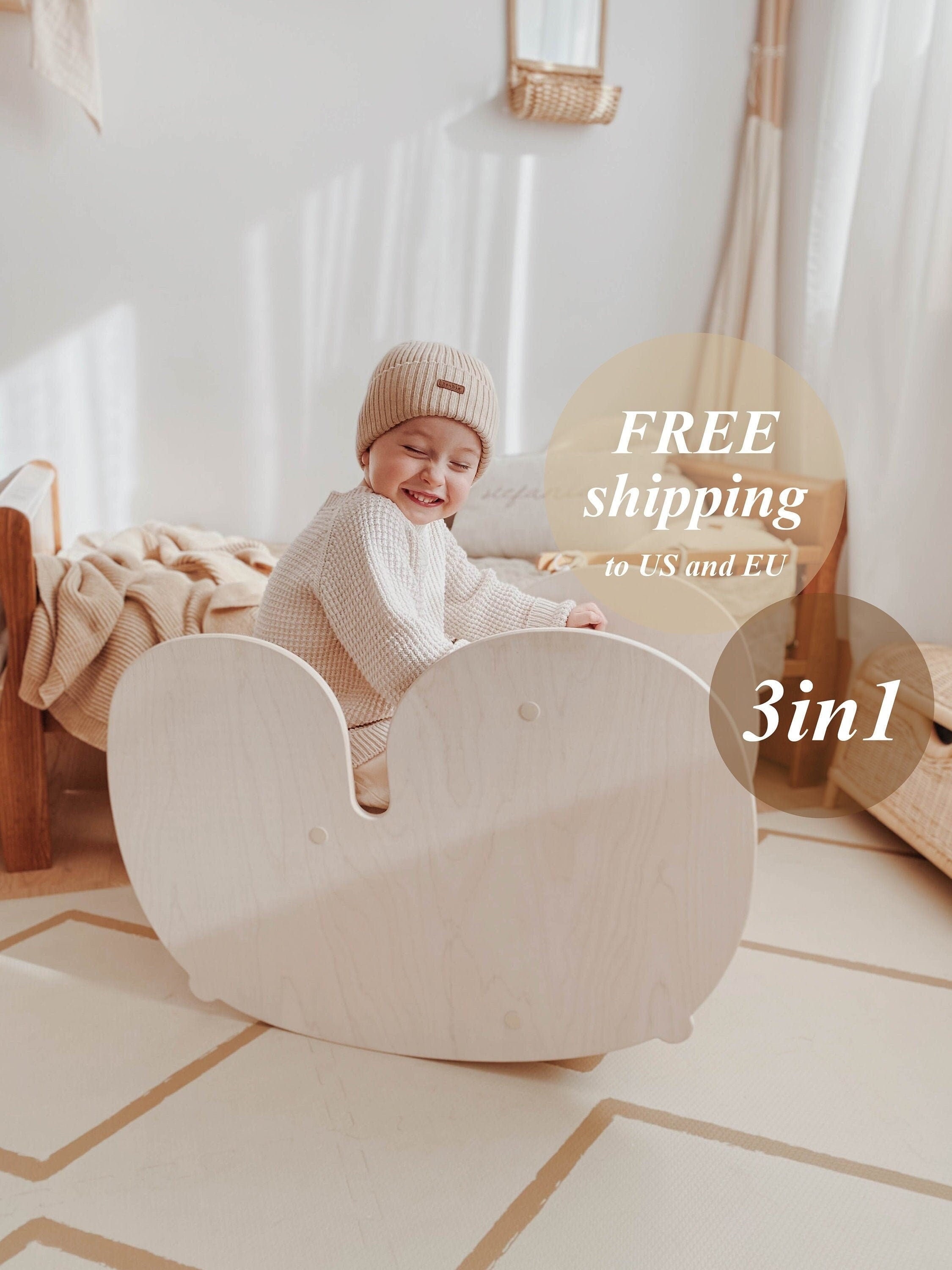 幼児用木製ロッキングホース | モンテッソーリバランス玩具 | NUPPU