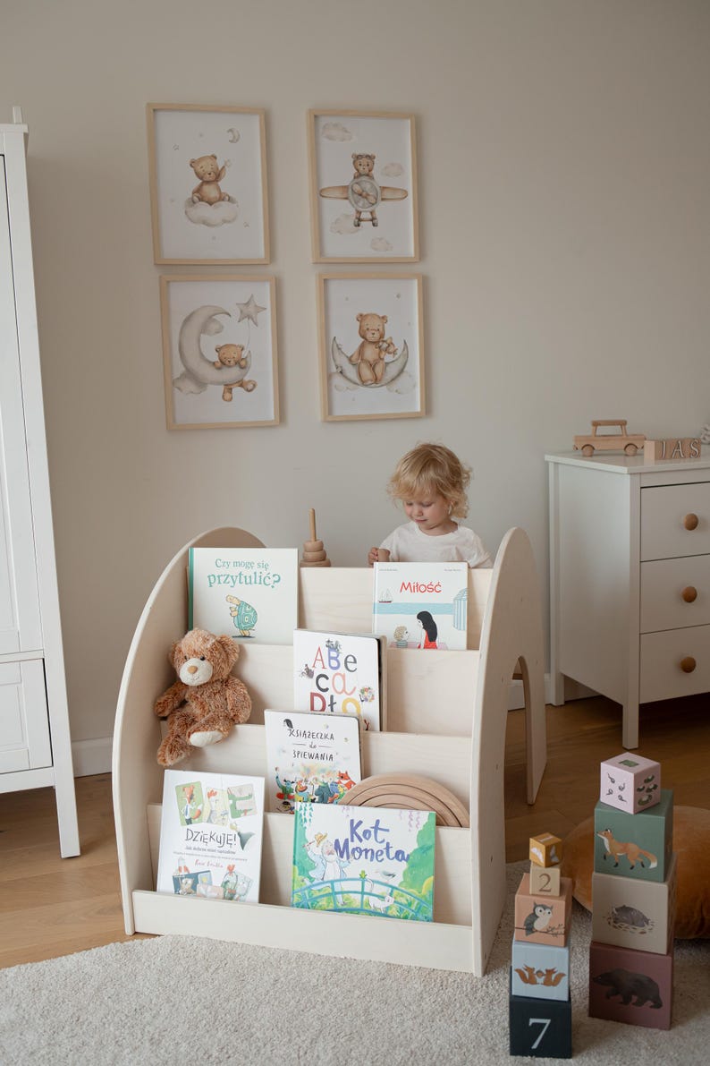 KUMPU 3-in-1 Montessori Bookshelf | Wooden Bookself Desk | Multifuntional Montessori Furniture image 2