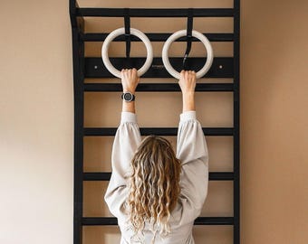 ULPU Gym Rings - Wooden Gymnastics Rings With Adjustable Straps Calisthenics | Scandinavian Design
