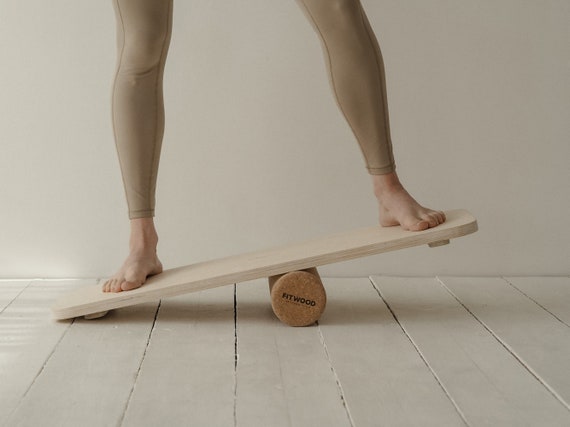 ALAVA Wooden Balance Board With Natural Cork Roller Scandinavian