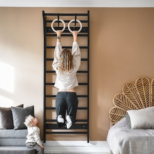 TAIMI Wall Bars - Scandinavian Design Wooden Swedish Ladder - Stall Bars for Adults Indoor Playground