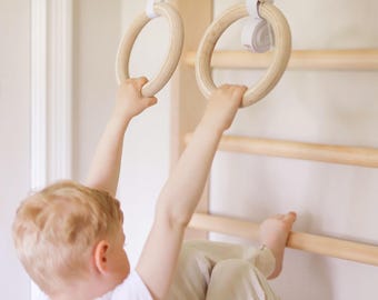 ULPU MINI Gym Rings - Wooden Gymnastics Rings With Adjustable Straps Toddler Gymnastic | Scandinavian Design