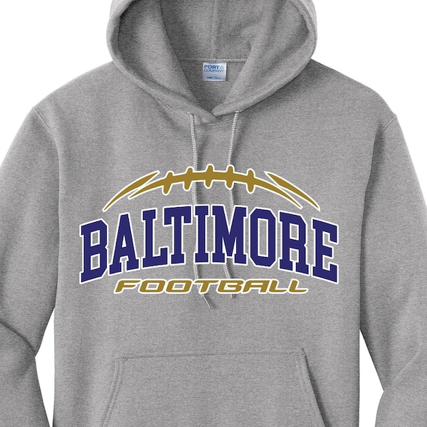 Baltimore Football Hoodie, Grey/ Black Hoodie, Sports Fan Gear, Gift it-L0022