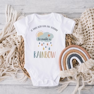 Rainbow Baby Onesie® Baby Gift - It Takes Both Rain and Sunshine to Make a Rainbow Baby Shower Gift - Rainbow Baby Boy, Girl Bodysuit L-0091