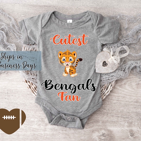 Cutest Bengals Fan Babysuit Bodysuit. Personalized Football Fan baby clothes L-0108