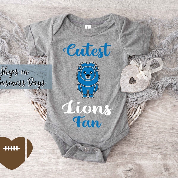 Cutest Lions Fan Babysuit Bodysuit. Personalized Football Fan baby clothes L-0116