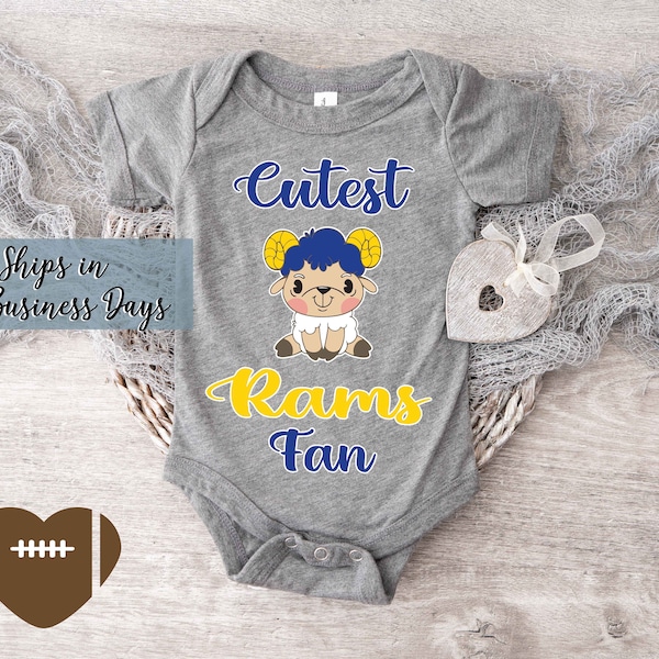 Cutest Rams Fan Babysuit Bodysuit. Personalized Football Fan baby clothes L-0101