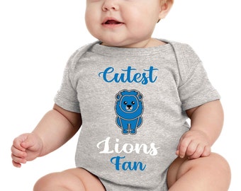 Cutest Lions Fan Babysuit Bodysuit. Personalized Football Fan 