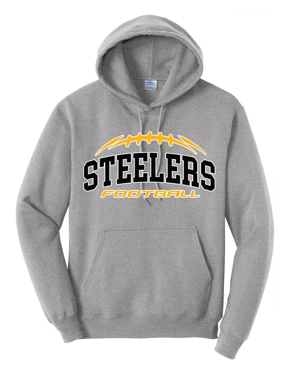 Steelers Football Hoodie Grey/ Black Hoodie Sports Fan Gear 