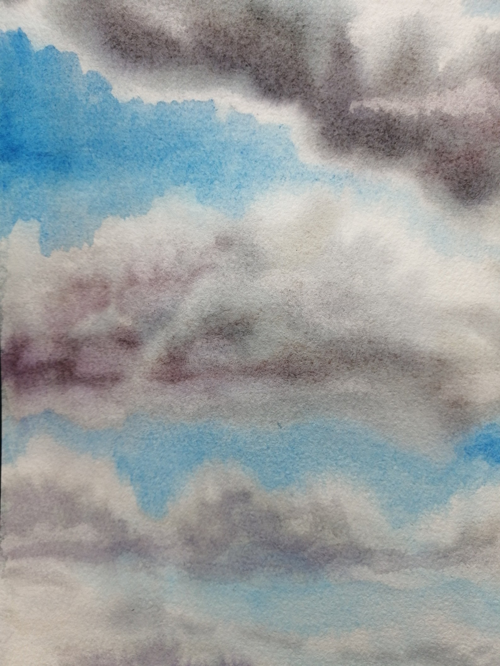 Watercolor Painting of Cloudy Skies in the Park Original Etsy