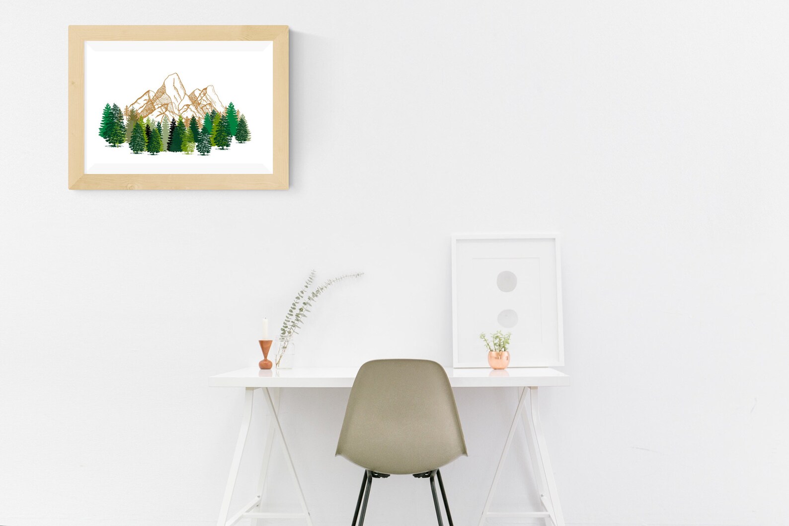 Pine Tree Forest Mountains Printable Wall Art Office Style Clear ...