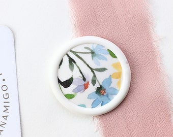 Finished wax seal self-adhesive motif white colorful flowers | Stickers for gifts | envelopes | invitations | wedding | journal