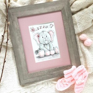 Carte Personnalisée avec prénom/ Aquarelle originale/Cadeau de naissance fille / Décoration chambre enfant/ Art mural/ Animaux cute /Toutou