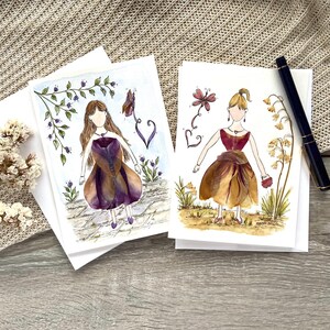 Carte de souhaits / Fleurs pressées  / Graduation / Fille / Anniversaire / Création unique / Aquarelle et Encre / Tulippe /Nature / Mariage