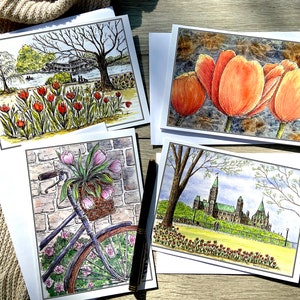 Festival des tulipes d'Ottawa /Lot de cartes /Région de l'Outaouais /Printemps /Anniversaire/ Souvenirs /Corinne Bernollin Art