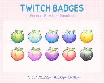 Twitch badges pastel peach fruit sub badge (digital download)